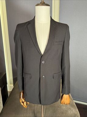 Chaps Youth Boys Teen Black Two-Button Sport Coat Suit Jacket Blazer Size 18R